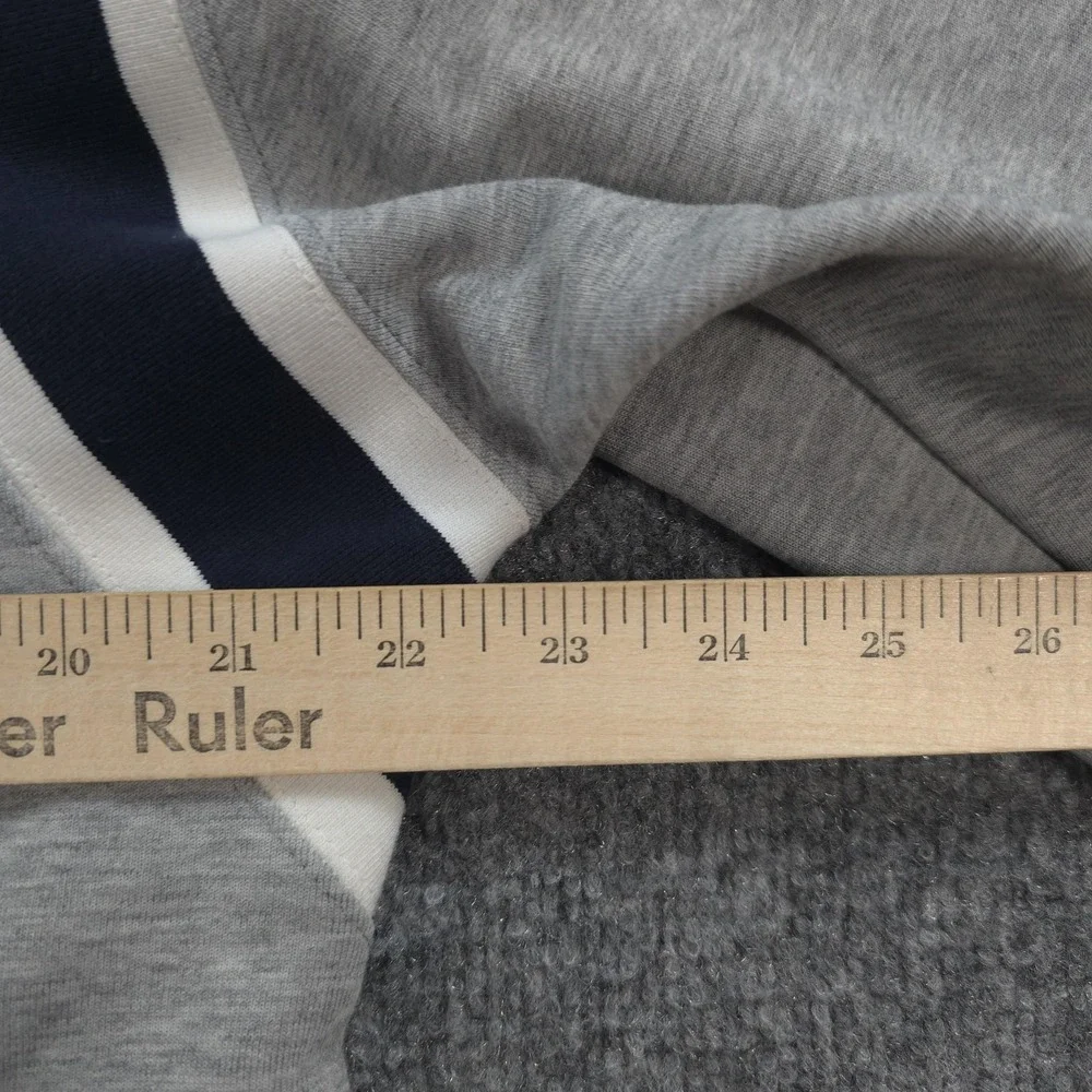 Polo Ralph Lauren Hoodie Mens Medium Gray Spellout Logo Pullover Stripe Stretch